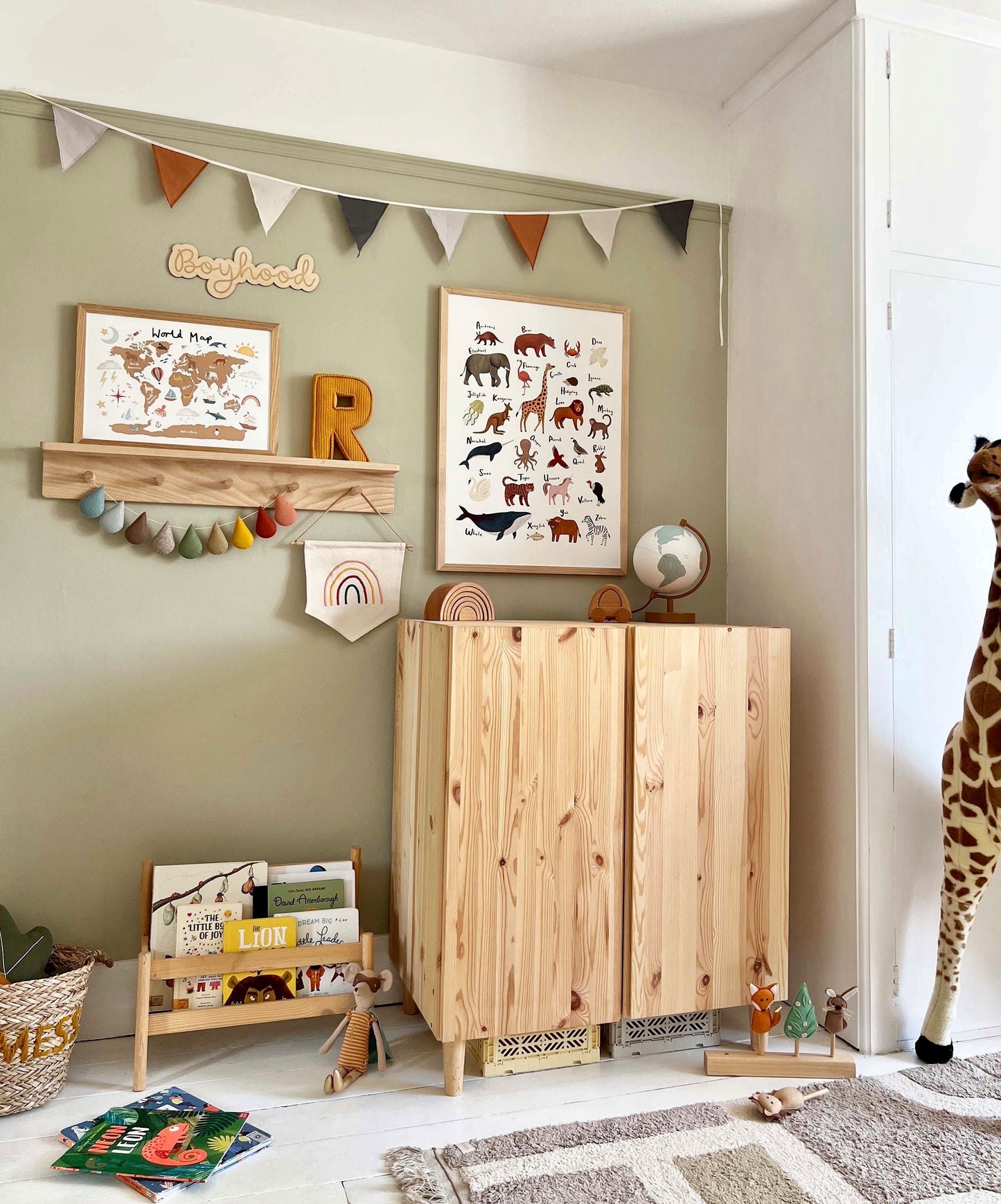 Animal Alphabet in white / Framed Print