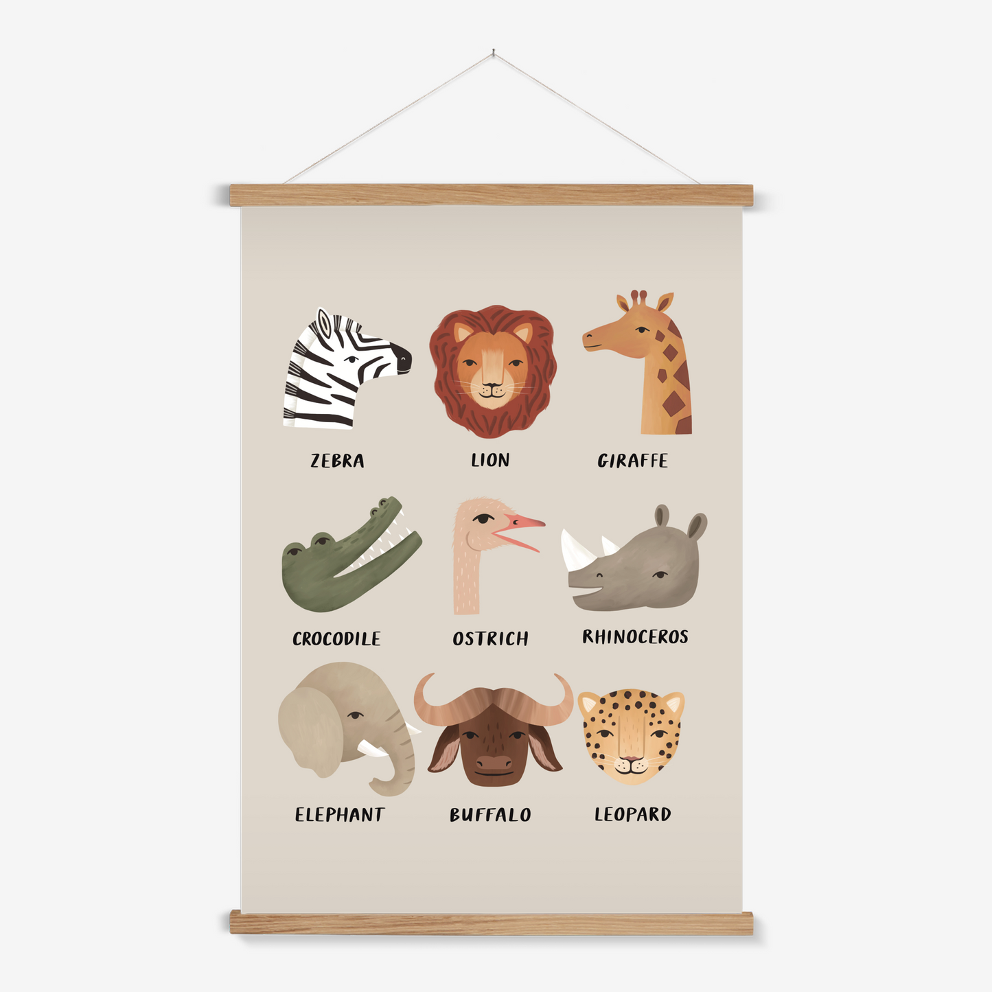 Animal Safari in stone / Print with Hanger