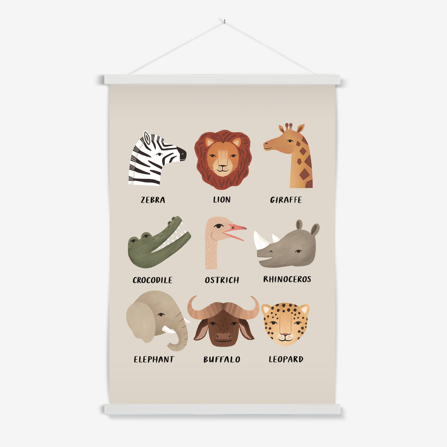 Animal Safari in stone / Print with Hanger