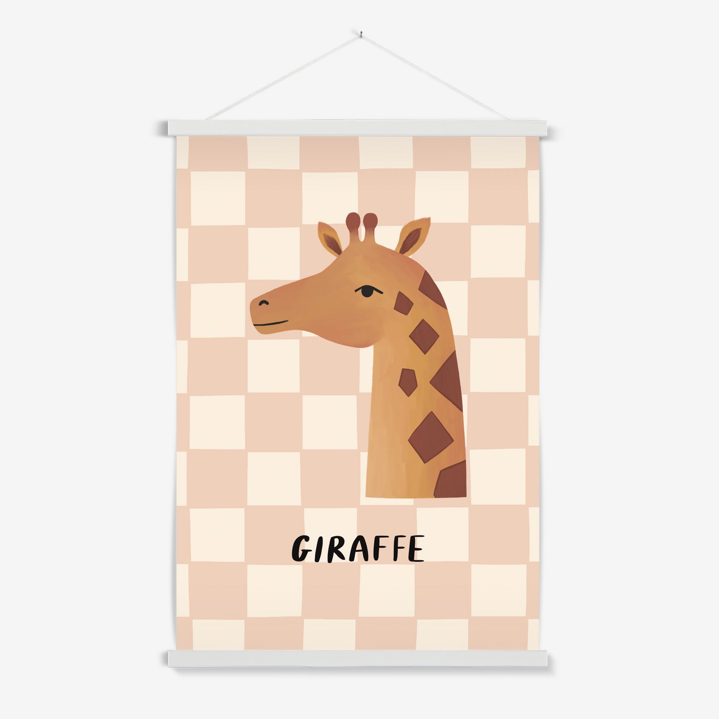 Giraffe check in pink / Print with Hanger