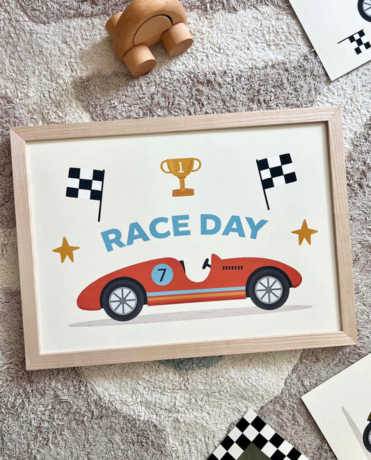 Race Day in red / Framed Print