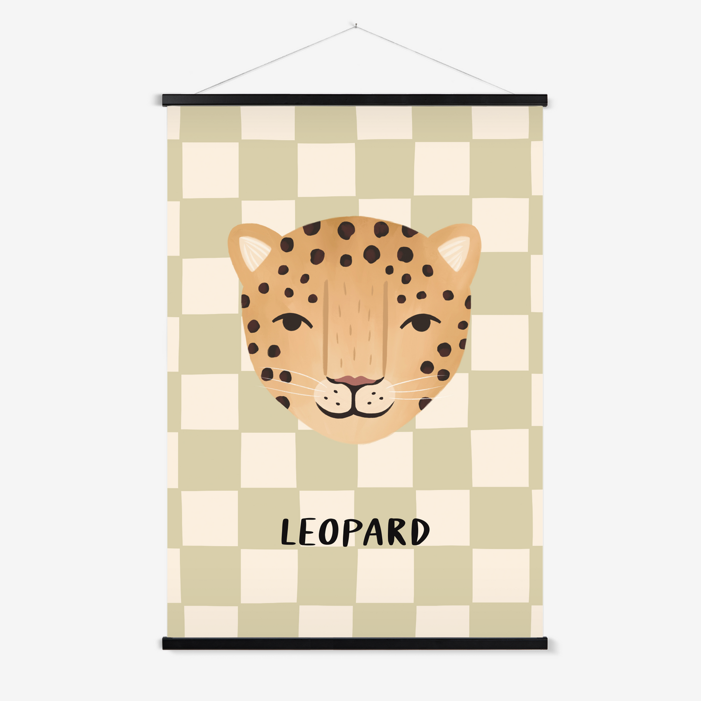 Leopard check in sage / Print with Hanger