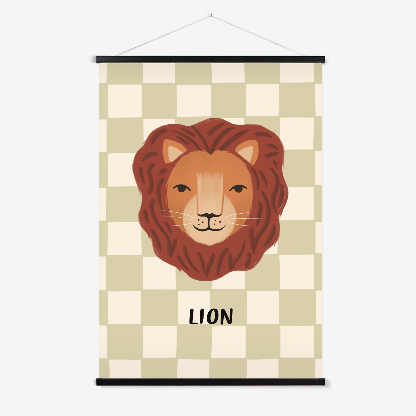 Lion check in sage / Print with Hanger
