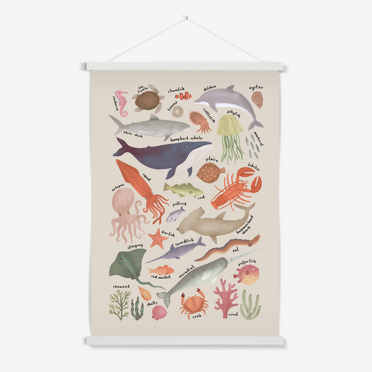 Ocean Life Chart in stone / Print with Hanger