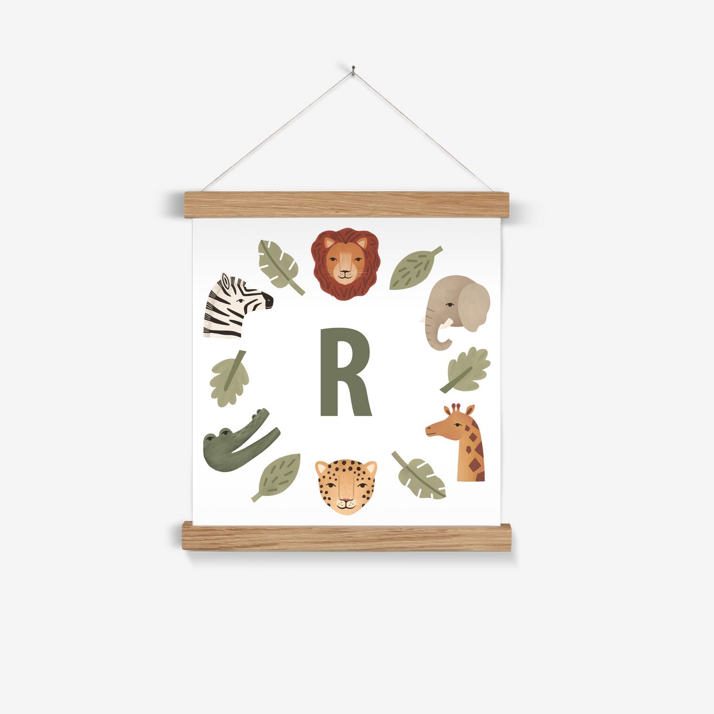 Personalised Animal Safari in white / Print with Hanger