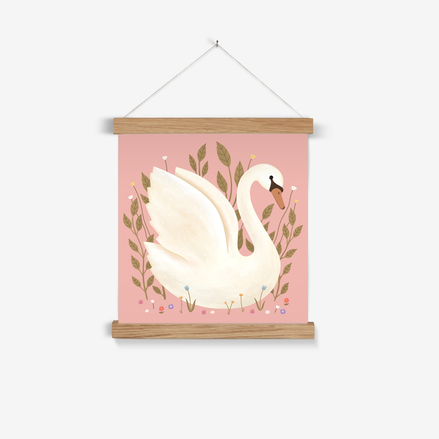 Swan in pink / Print with Hanger