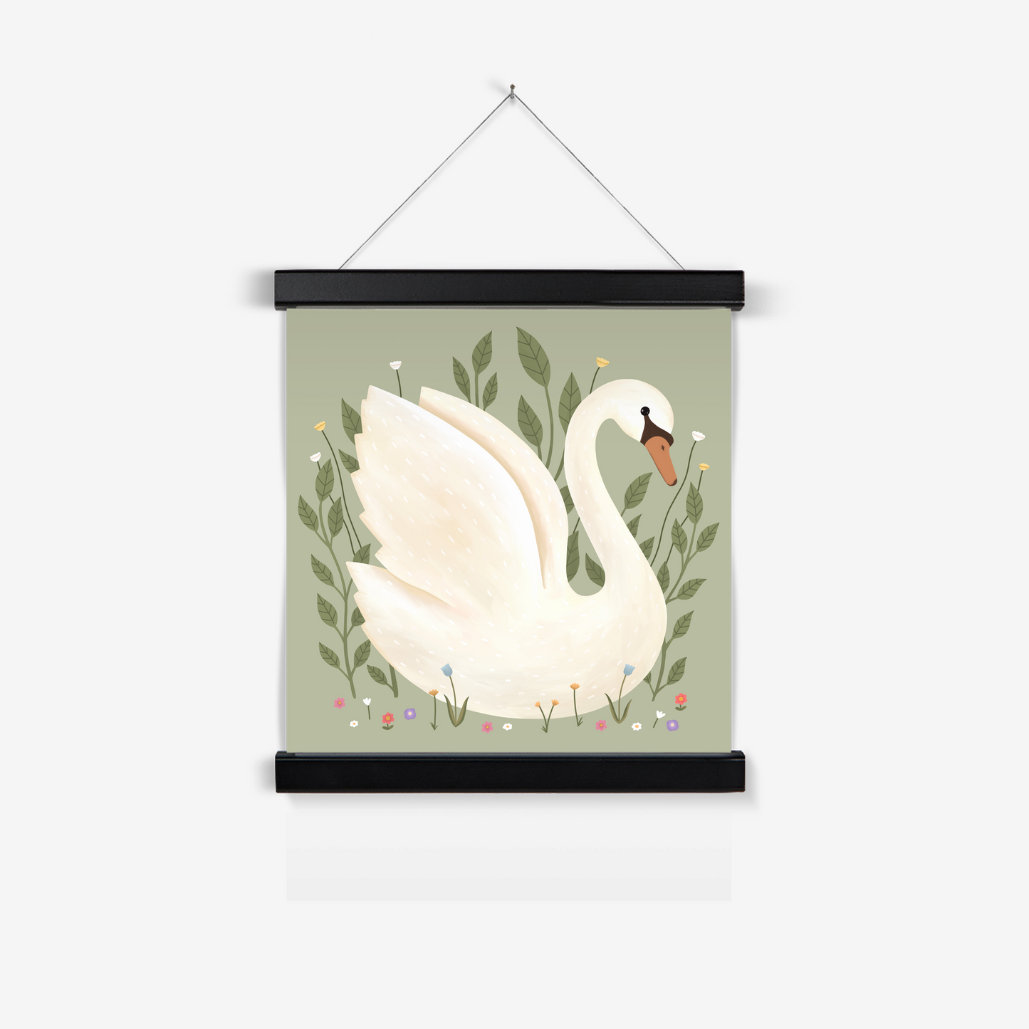 Swan in sage / Print with Hanger