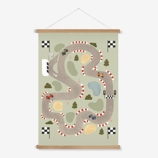 Race Track in sage / Print with Hanger
