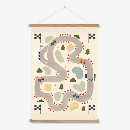 Race Track in light cream / Print with Hanger