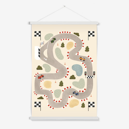Race Track in light cream / Print with Hanger