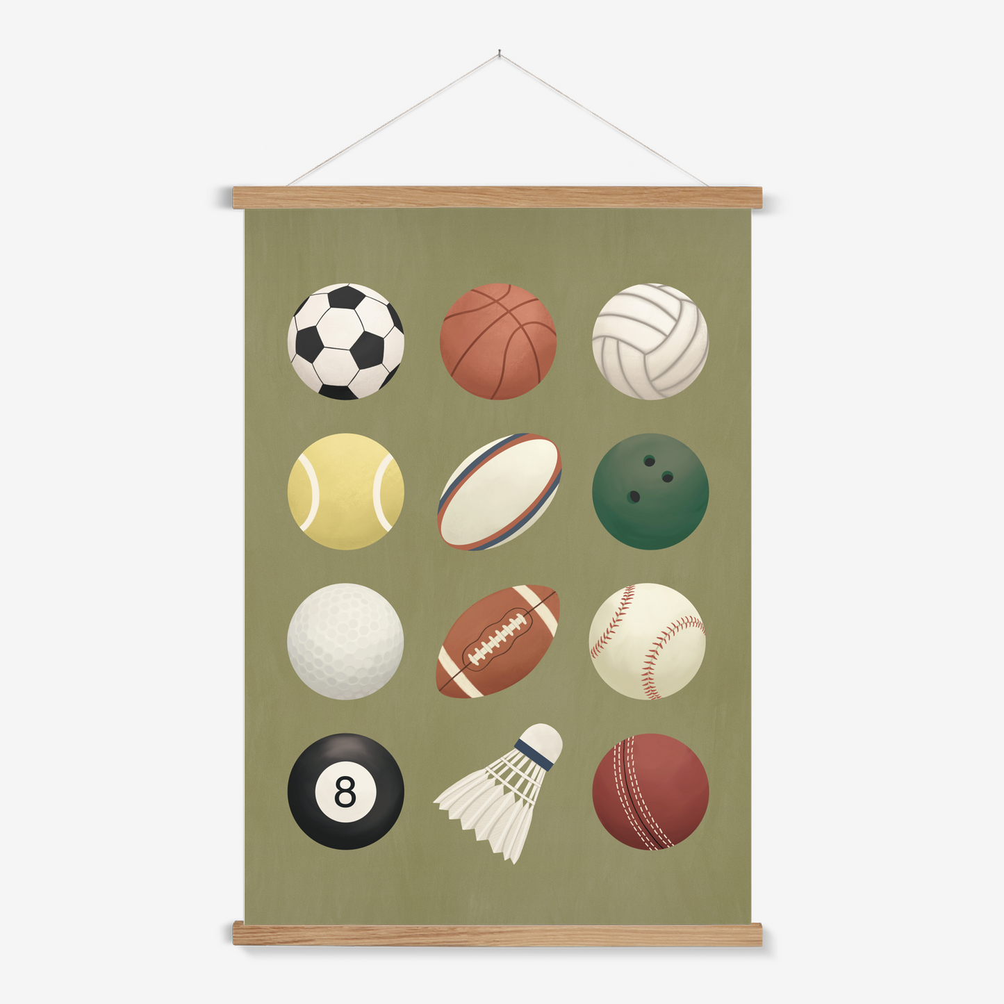 Sports balls in green / Print with Hanger