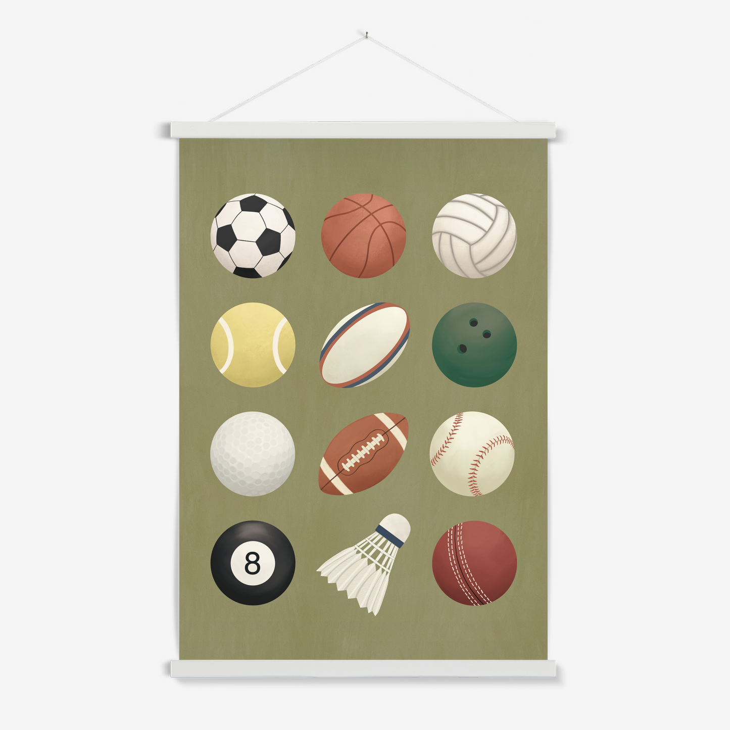 Sports balls in green / Print with Hanger