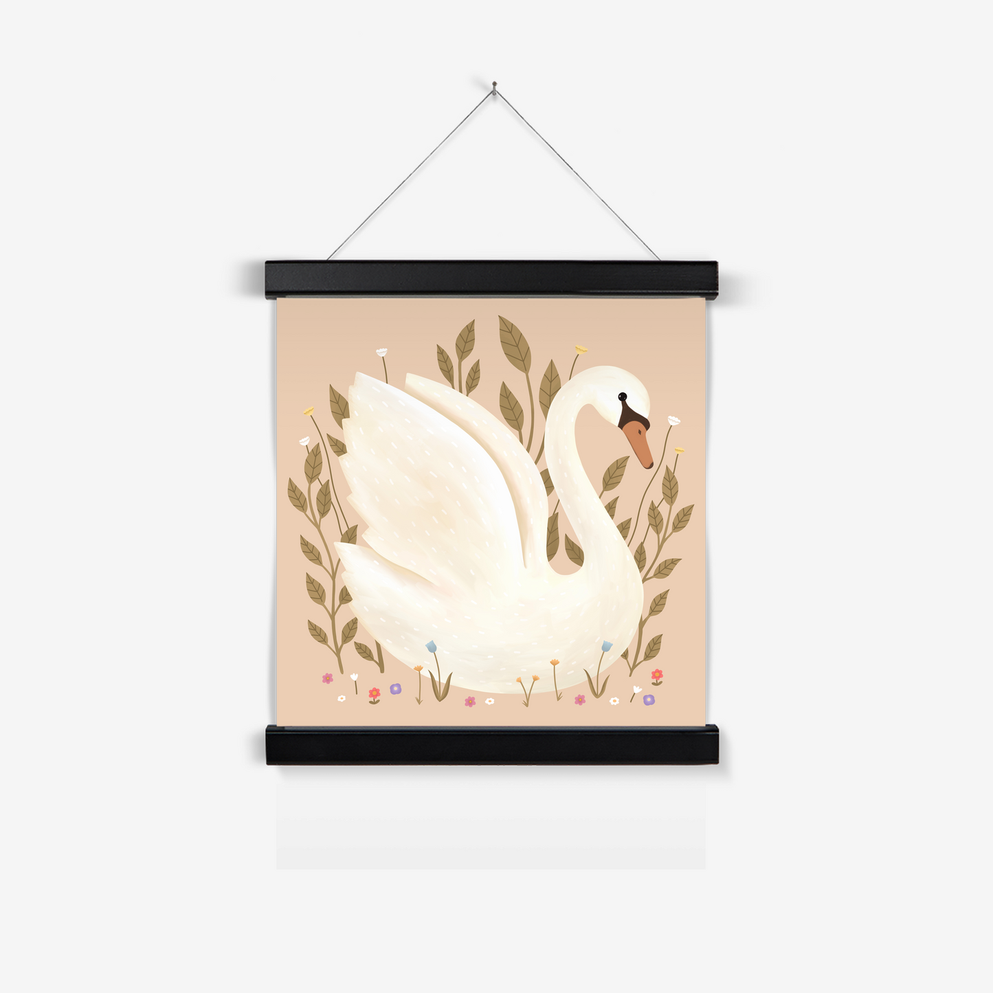 Swan in peach / Print with Hanger