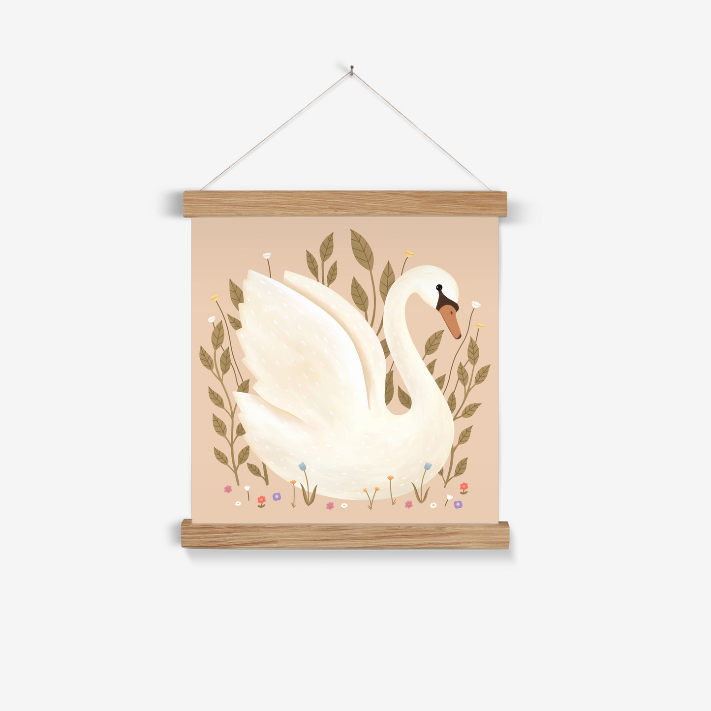 Swan in peach / Print with Hanger