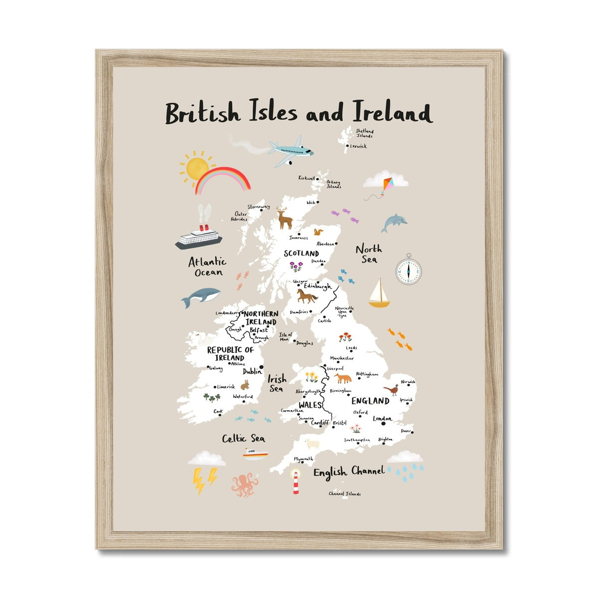 British Isles and Ireland in stone / Framed Print