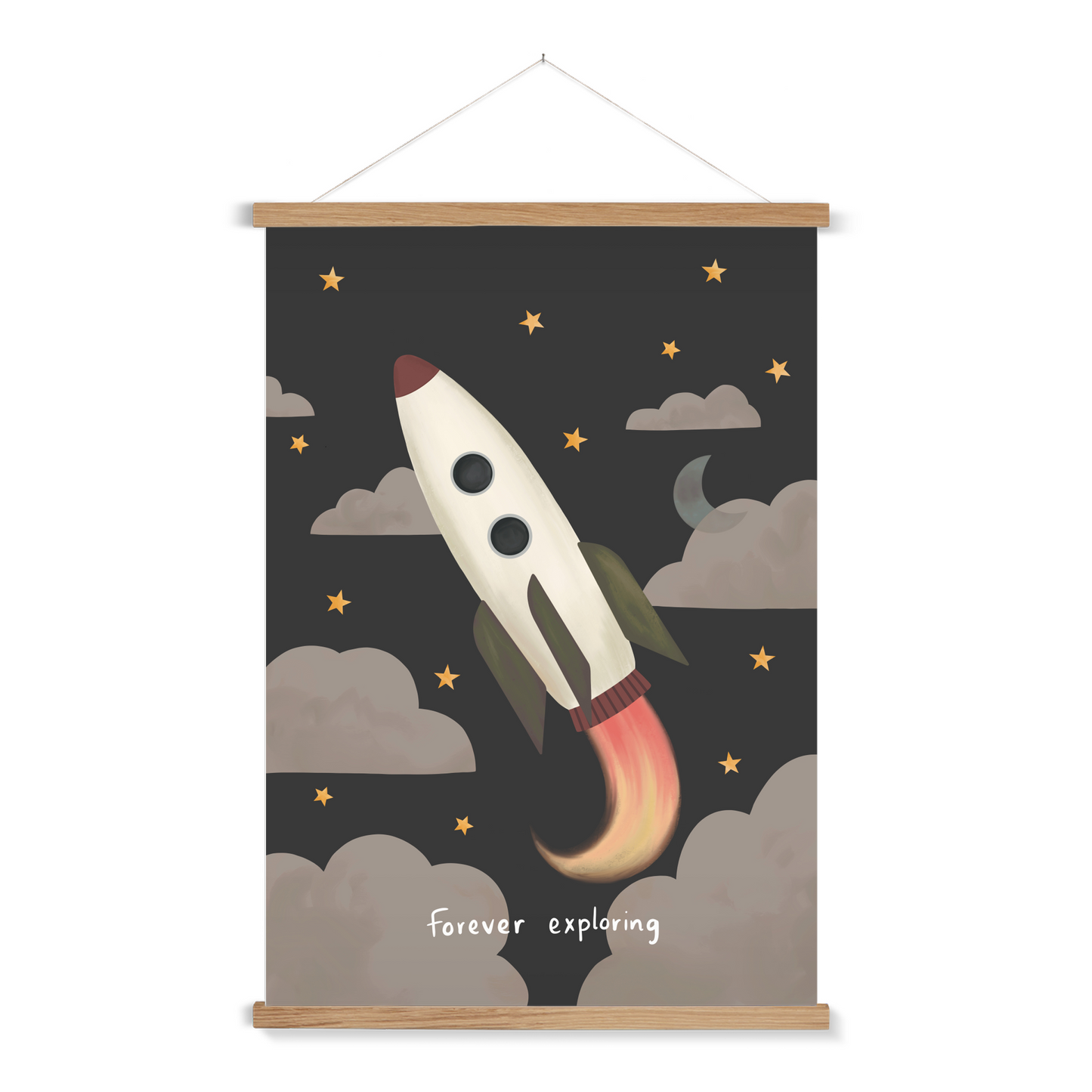 Forever Exploring in black / Print with Hanger