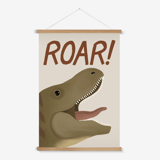 Roar Dinosaur in stone / Print with Hanger