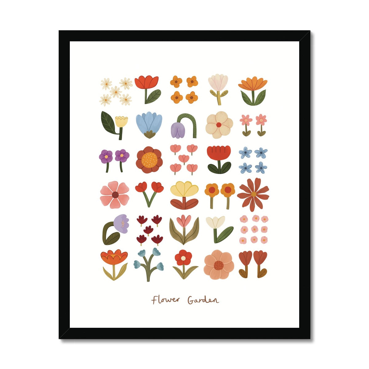 Flower Garden in white / Framed Print