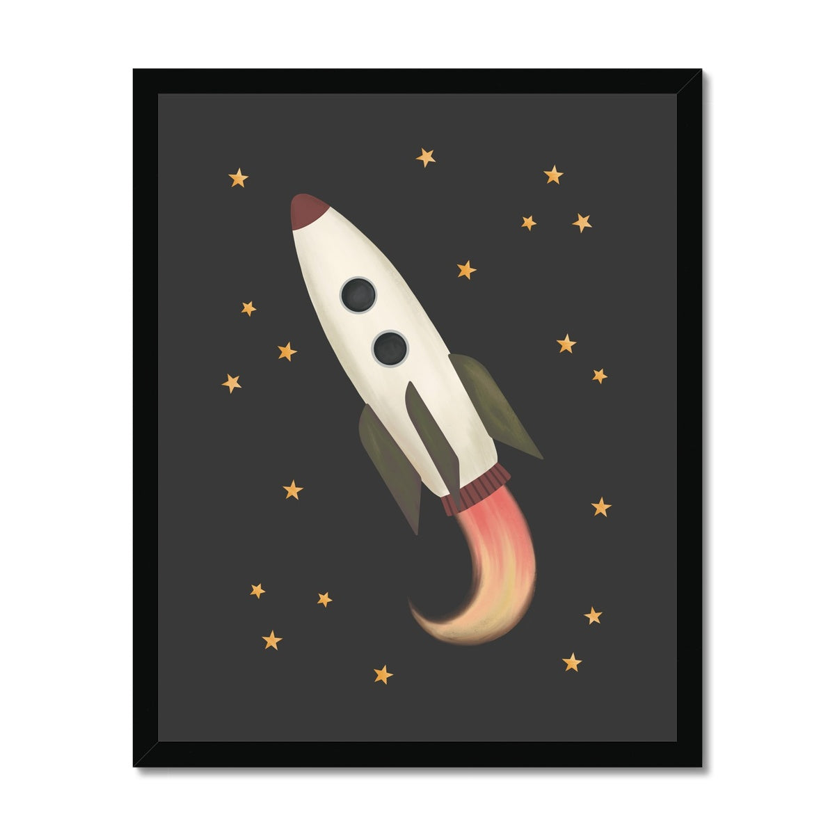 Rocket in black / Framed Print