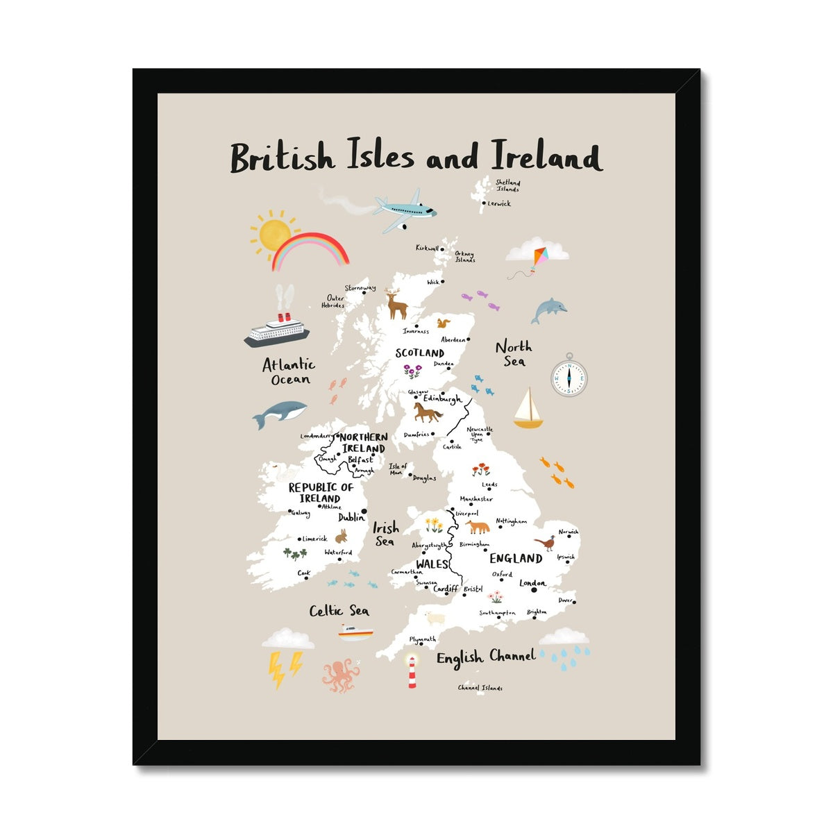 British Isles and Ireland in stone / Framed Print