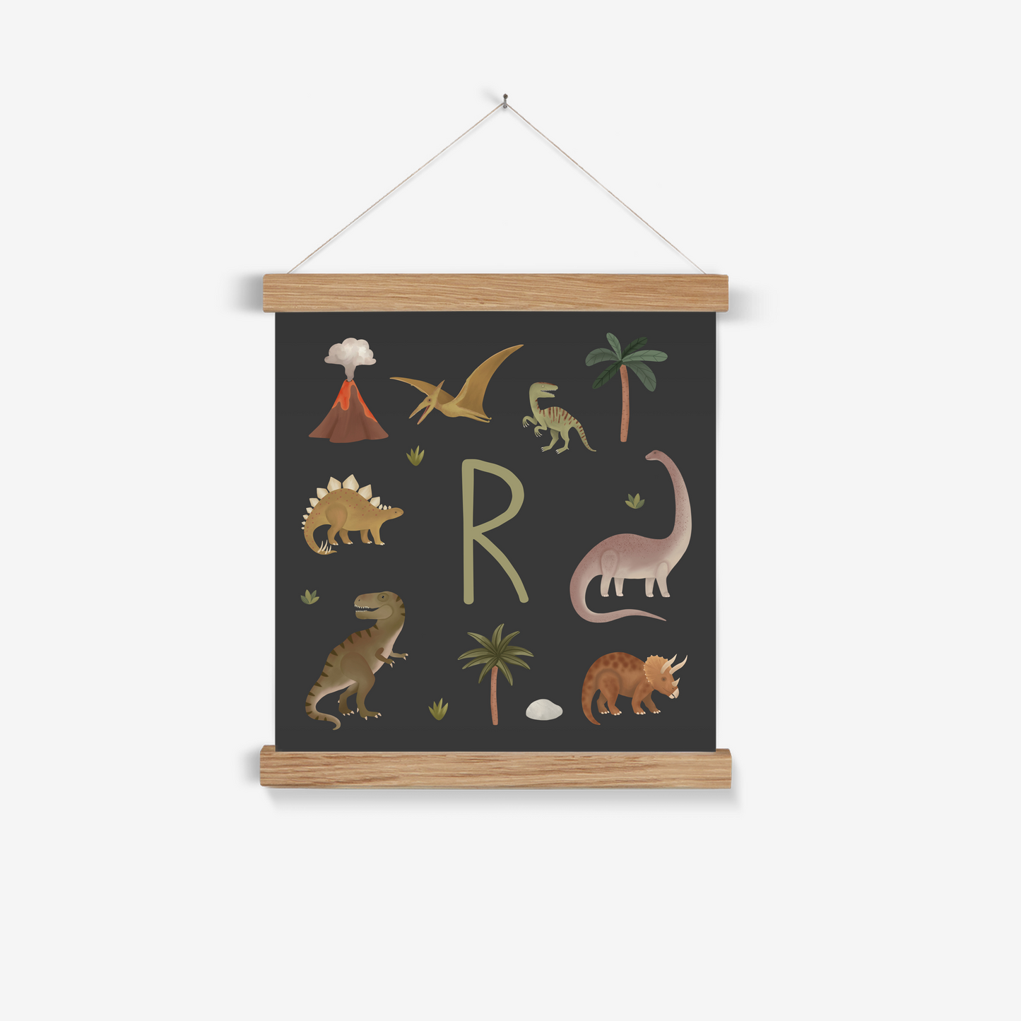 Personalised Dinosaur in black / Print with Hanger