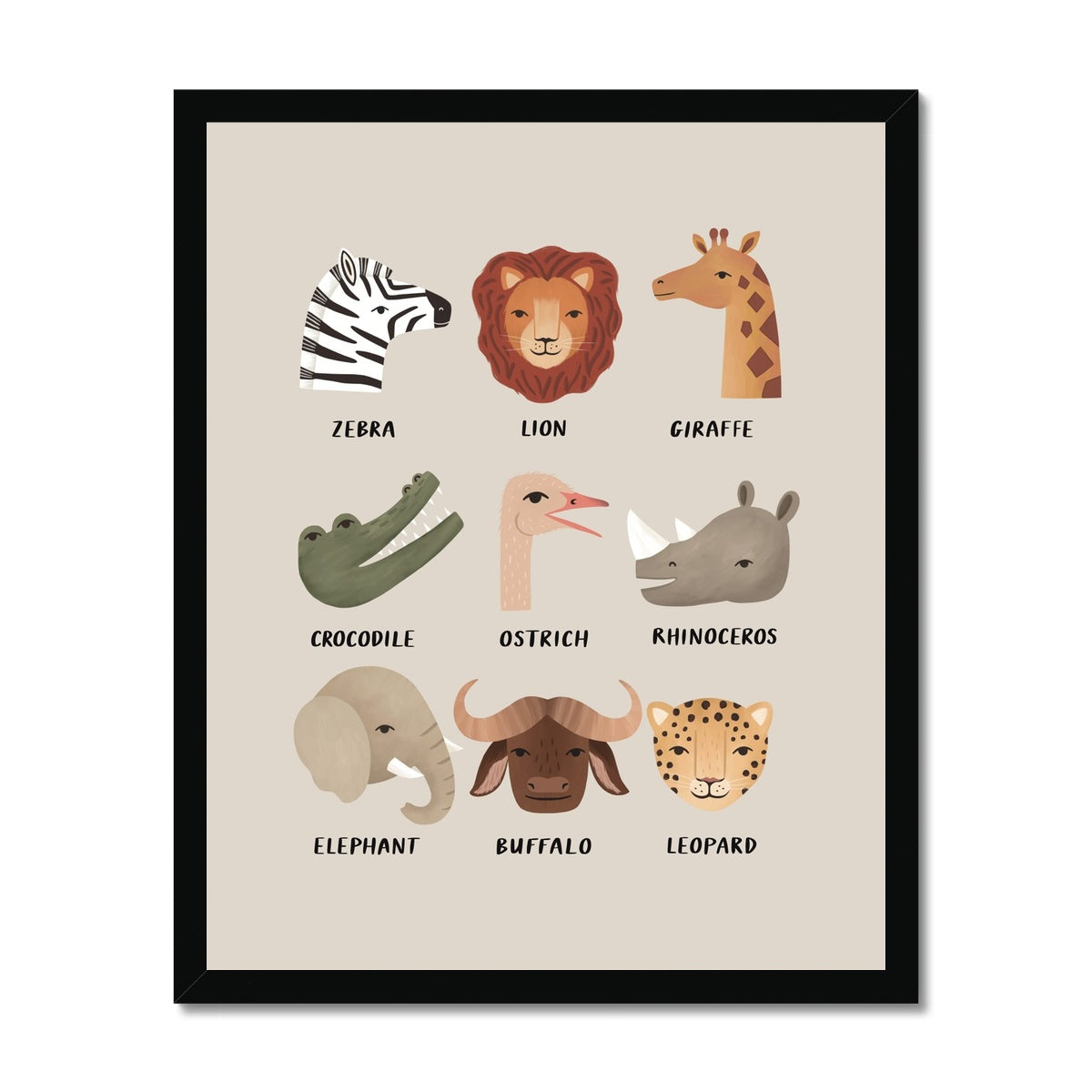 Animal Safari in stone / Framed Print