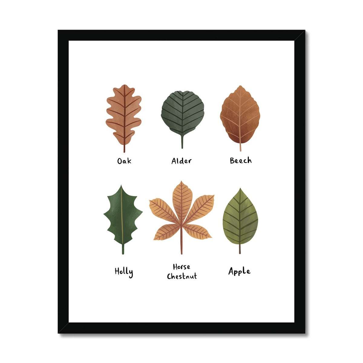 Leaves in white / Framed Print