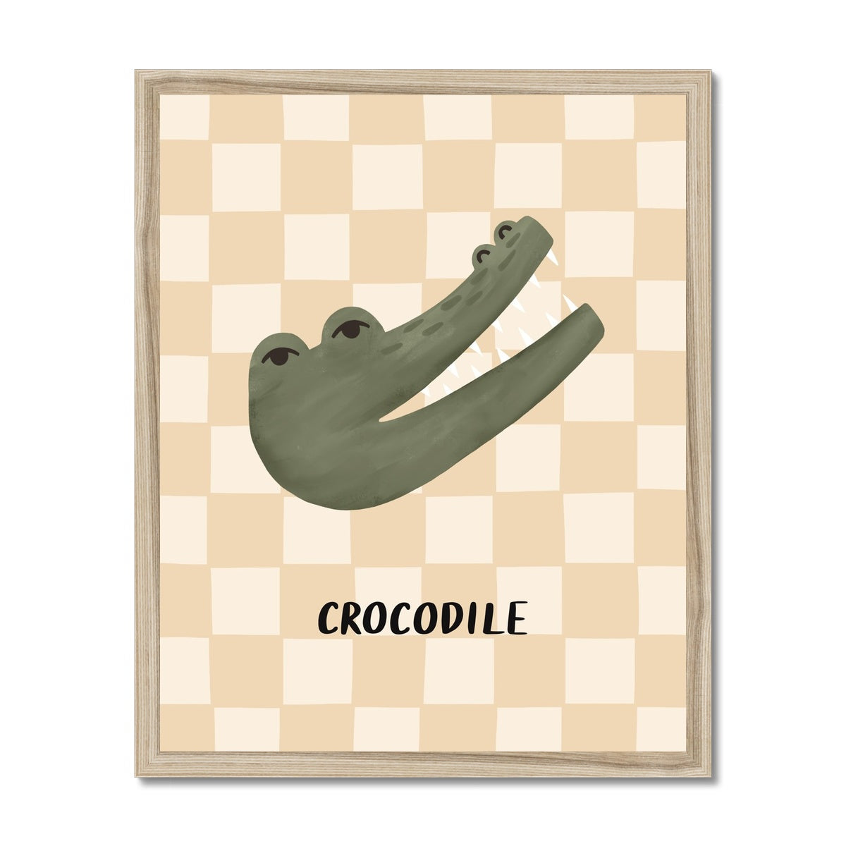 Crocodile check in beige / Framed Print