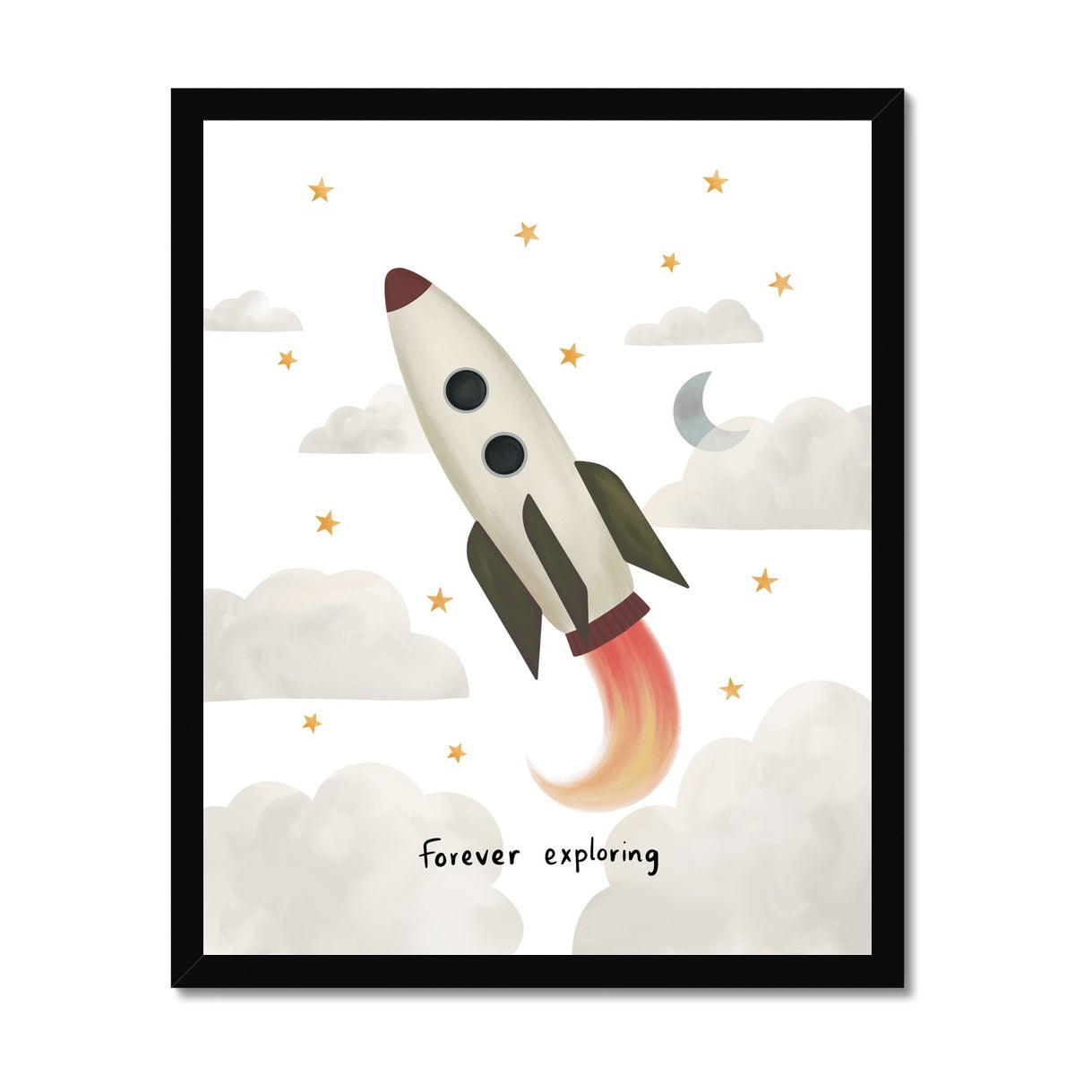 Forever Exploring in white / Framed Print