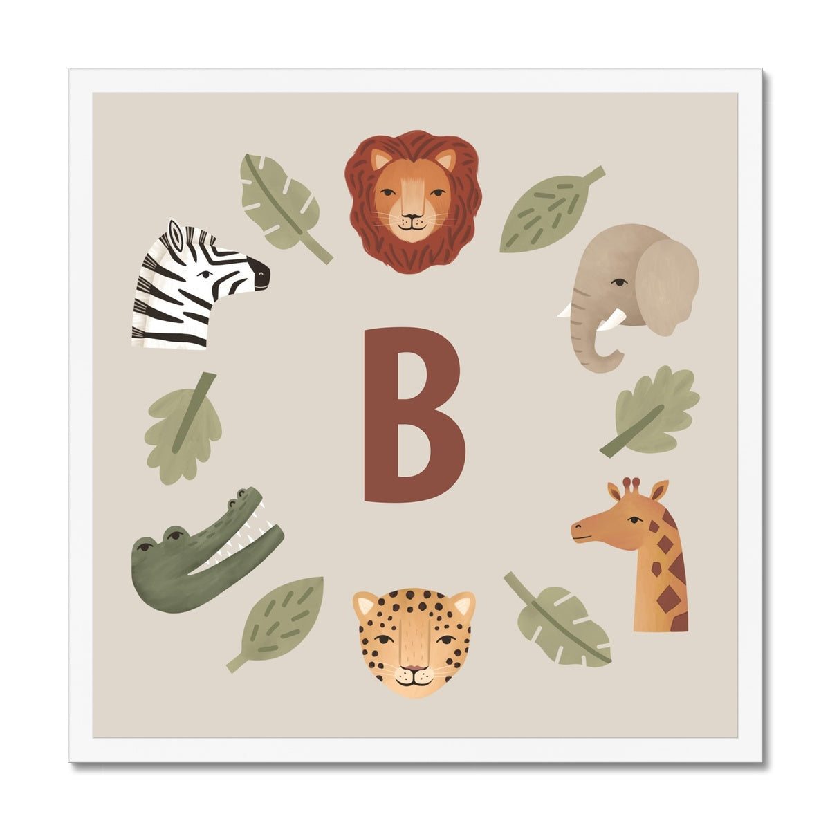 Personalised Animal Safari in stone / Framed Print