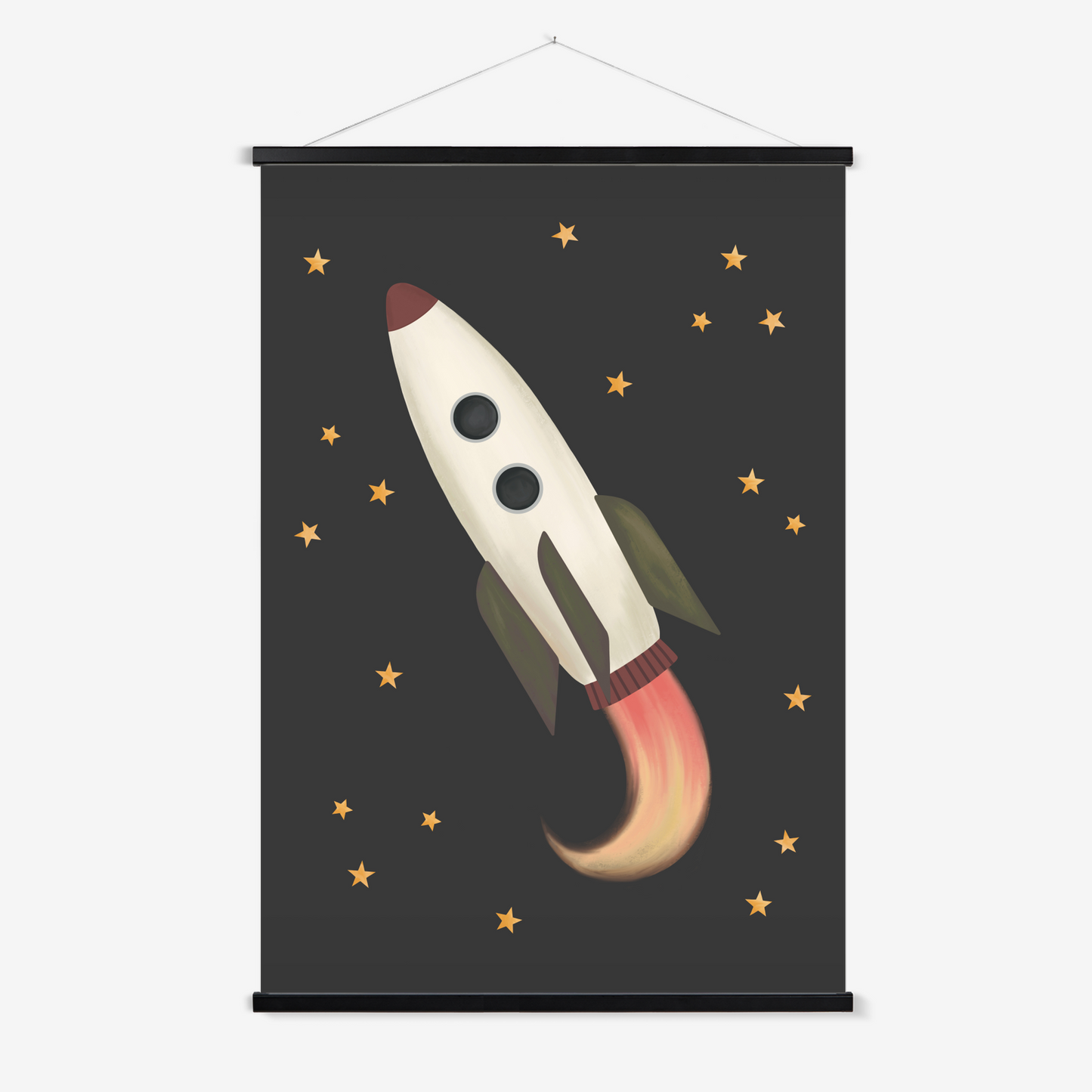 Rocket in black / Print with Hanger