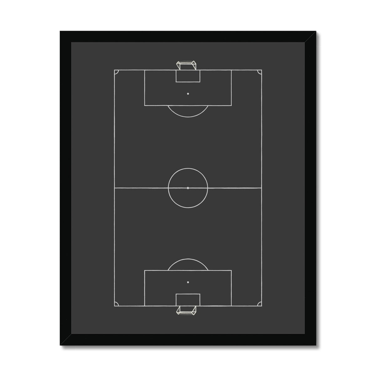 Football pitch in black / Framed Print