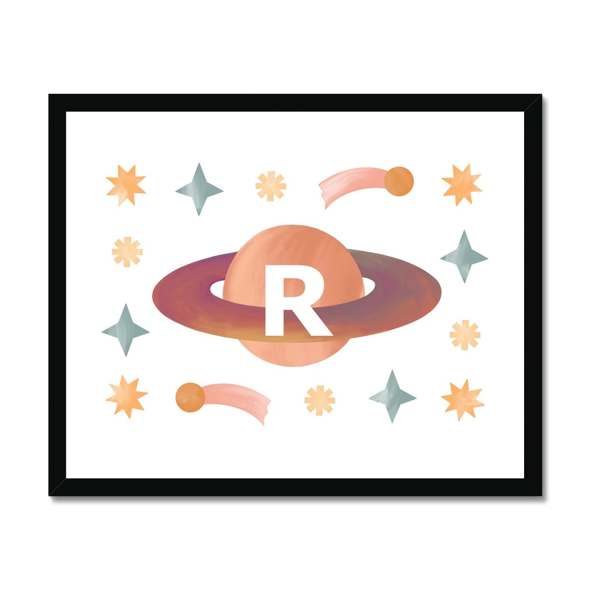 Personalised Planet in white / Framed Print