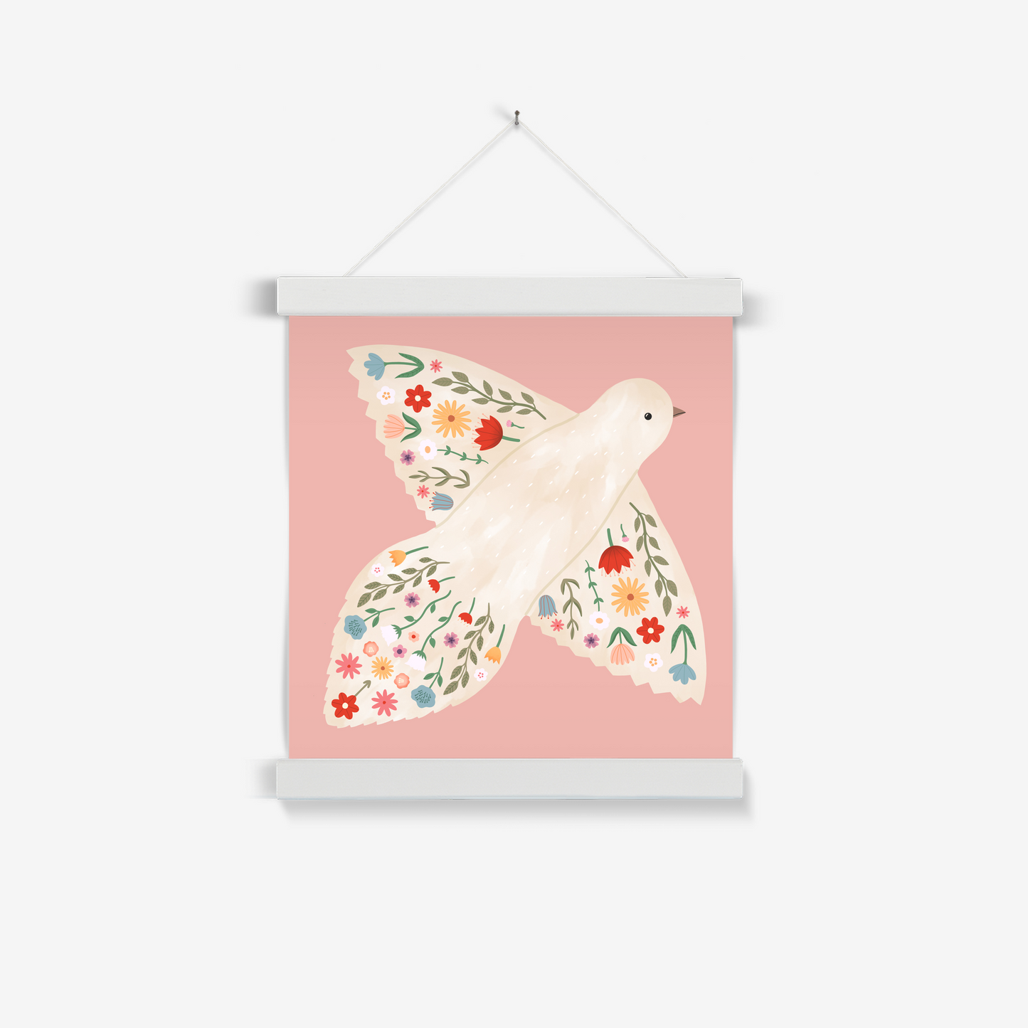 Floral Dove in pink / Print with Hanger