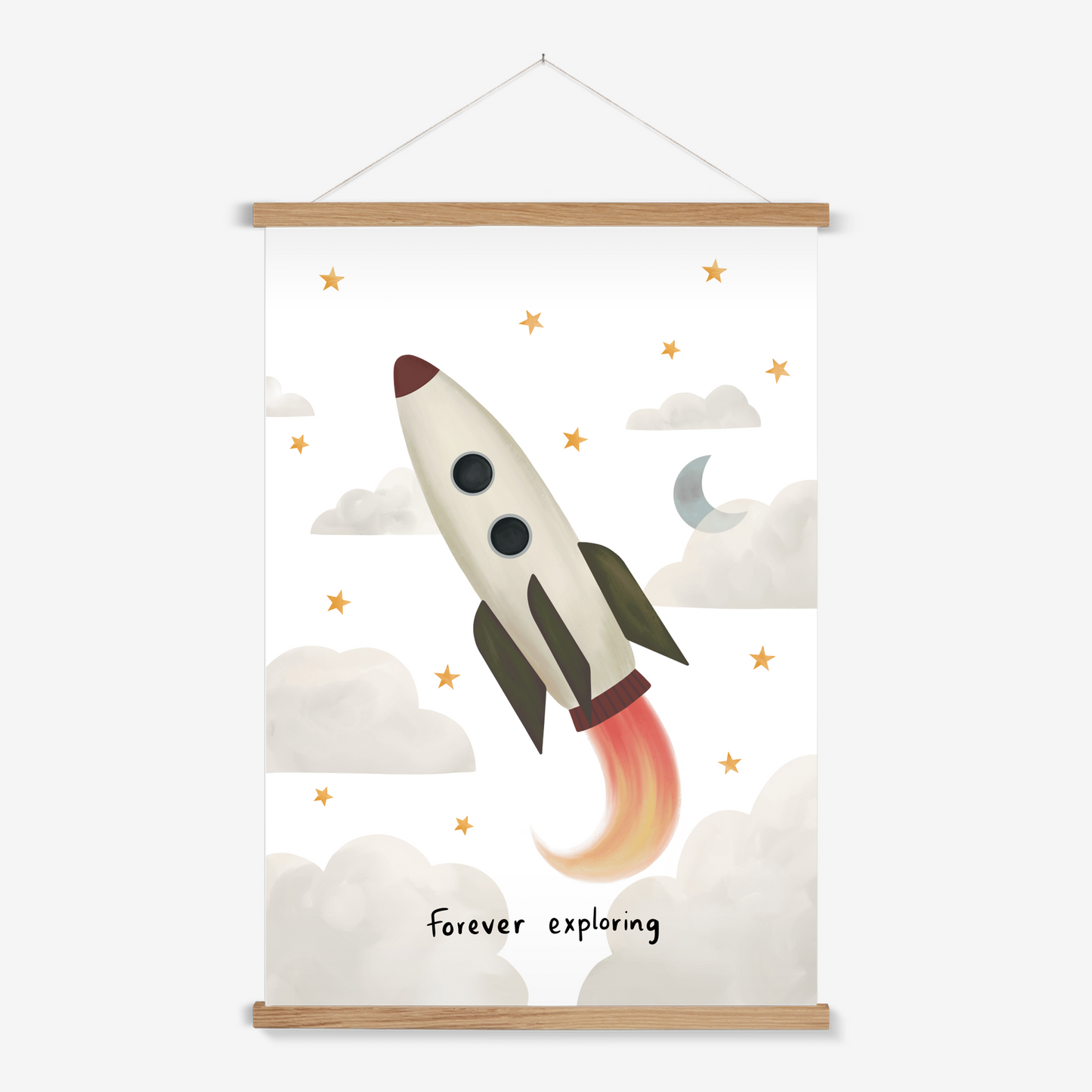 Forever Exploring in white / Print with Hanger