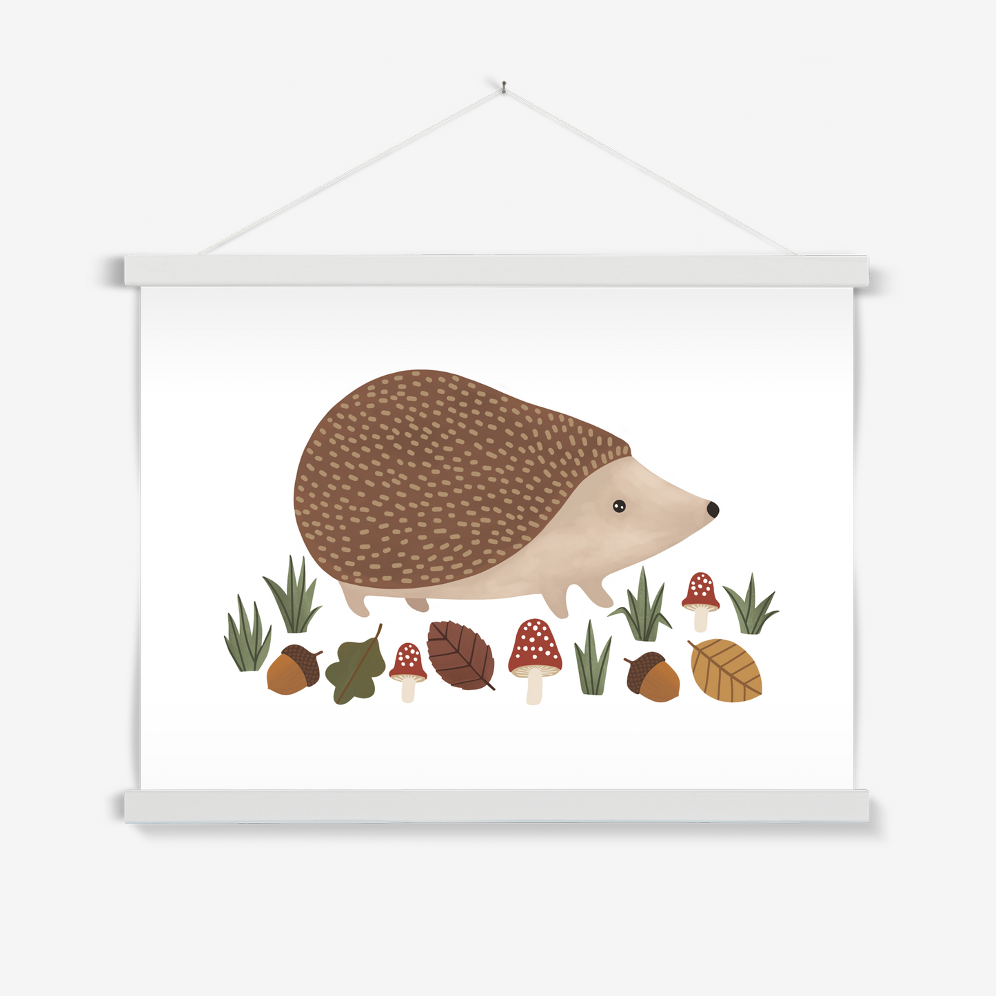Hedgehog in white / Print with Hanger