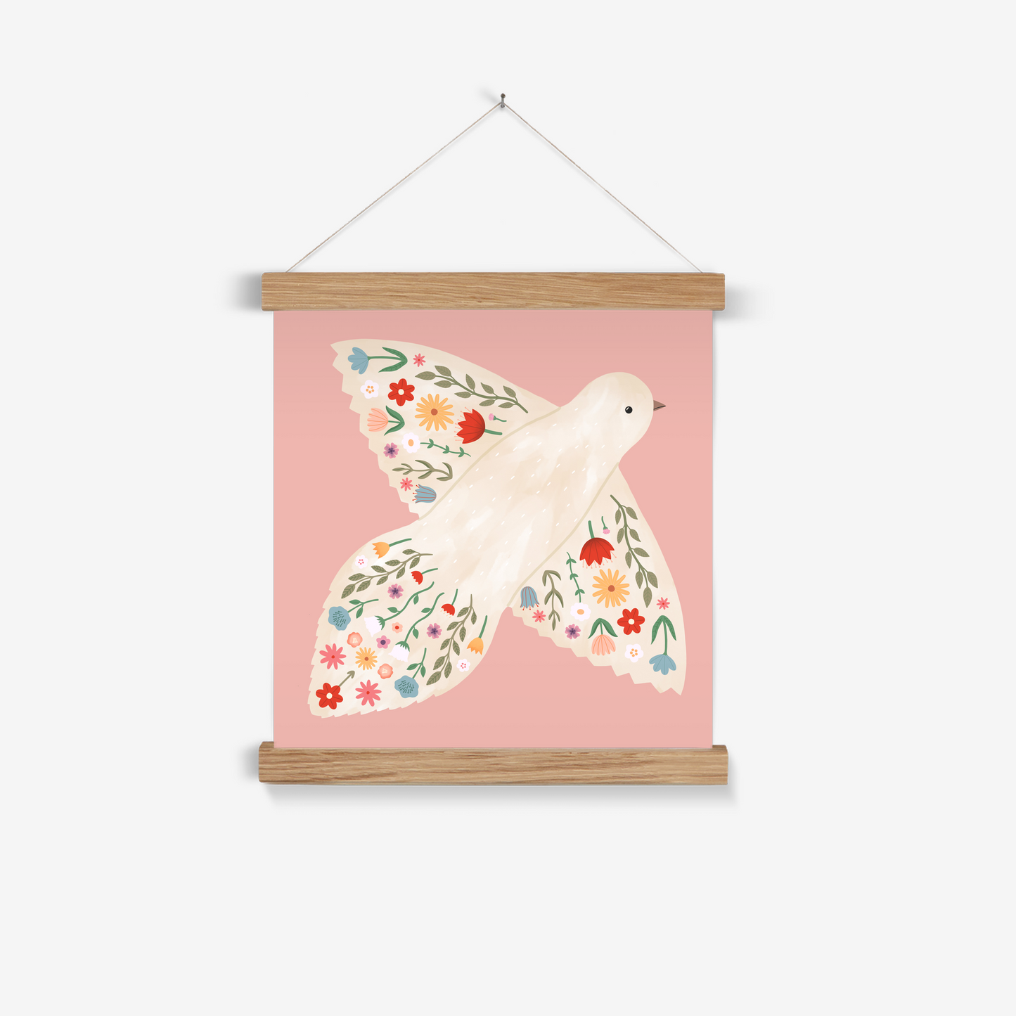Floral Dove in pink / Print with Hanger