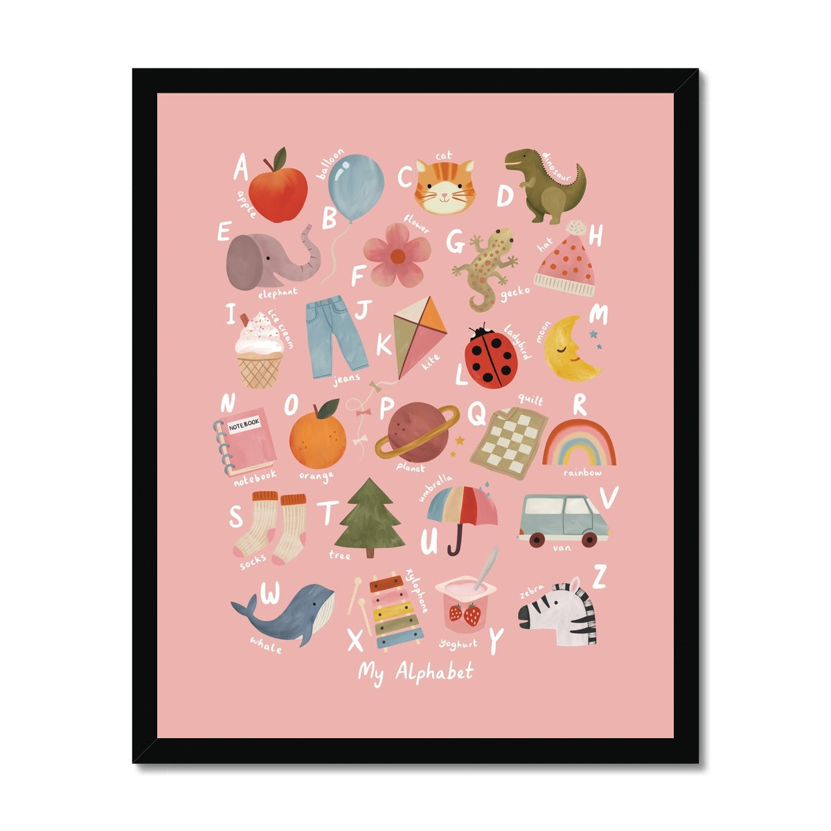 My Alphabet in pink / Framed Print