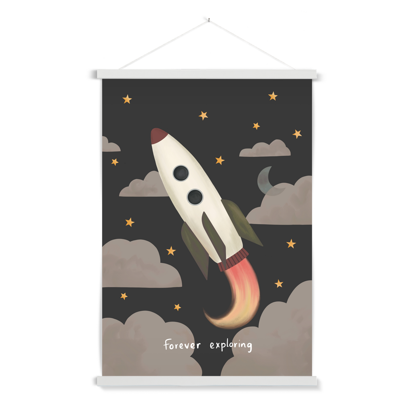 Forever Exploring in black / Print with Hanger