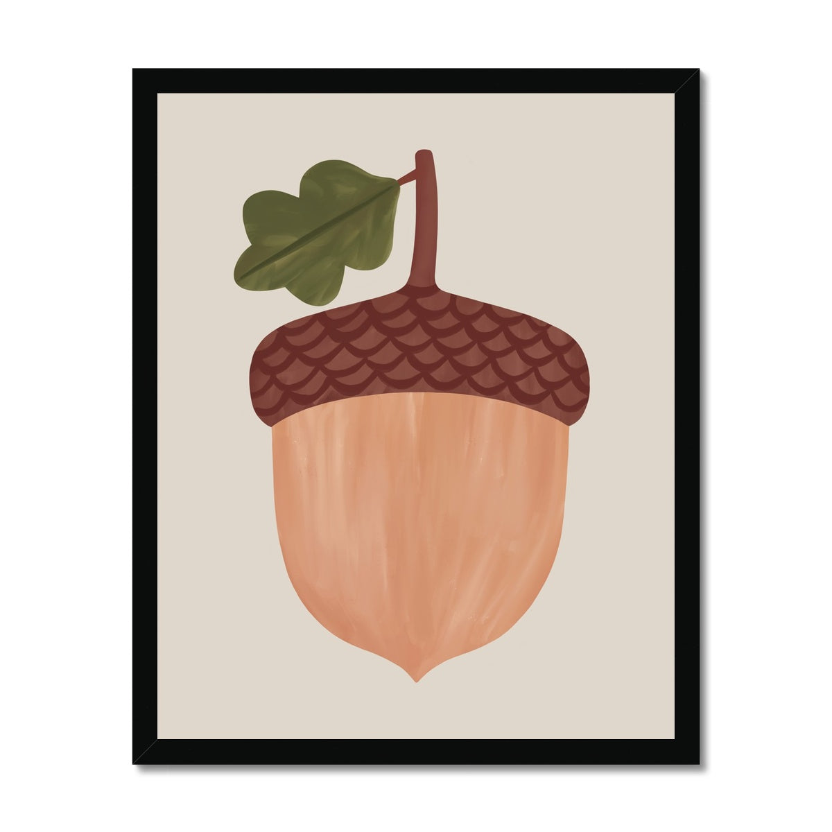 Acorn in stone / Framed Print