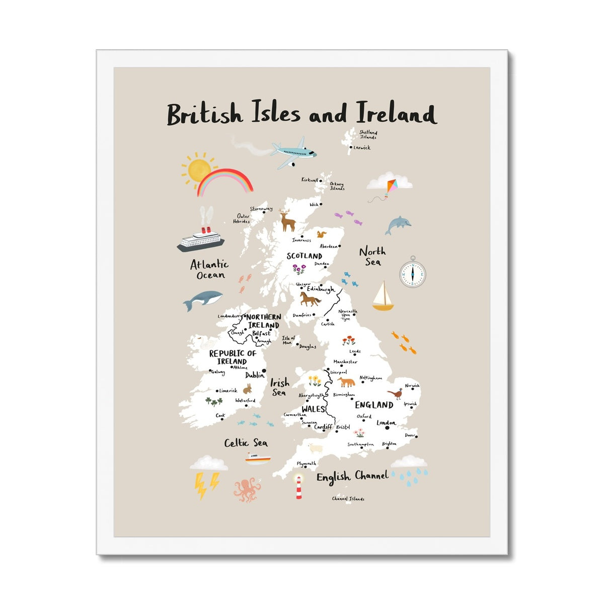 British Isles and Ireland in stone / Framed Print