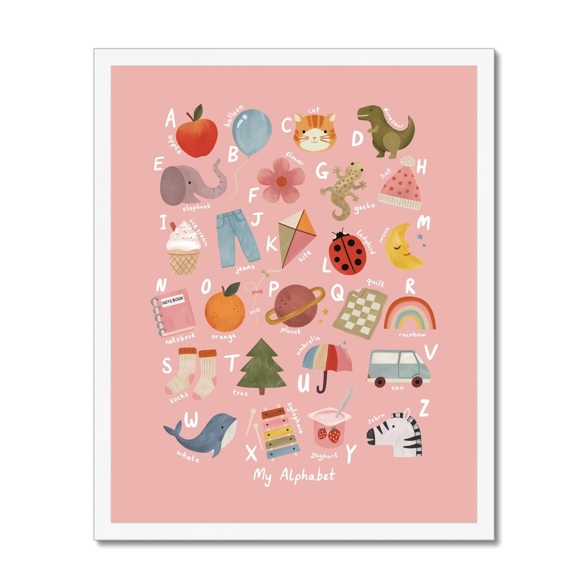 My Alphabet in pink / Framed Print