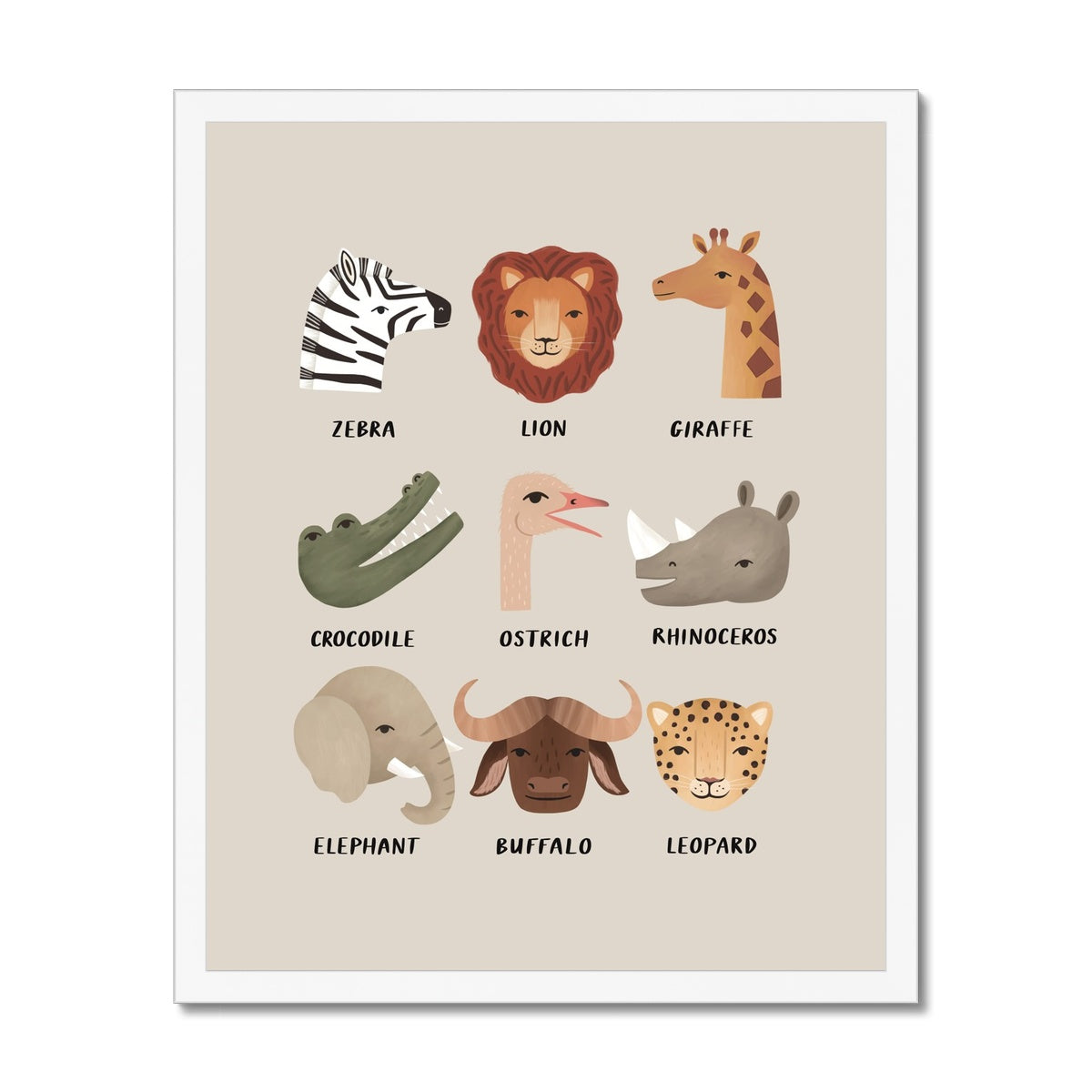 Animal Safari in stone / Framed Print