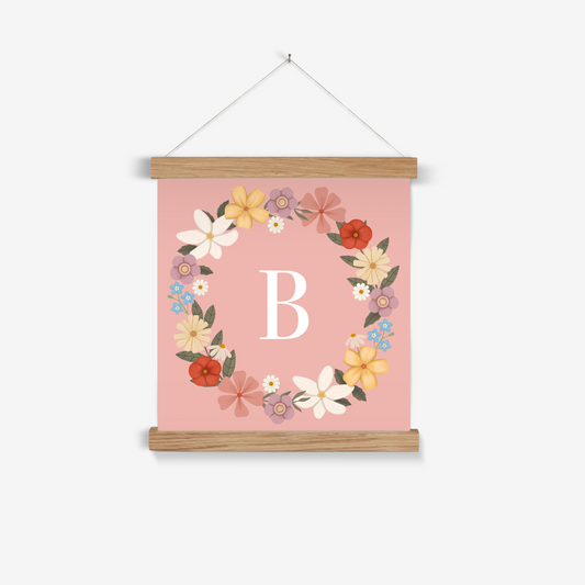 Personalised Floral Wreath in pink / Print with Hanger
