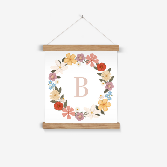 Personalised Floral Wreath in white / Print with Hanger