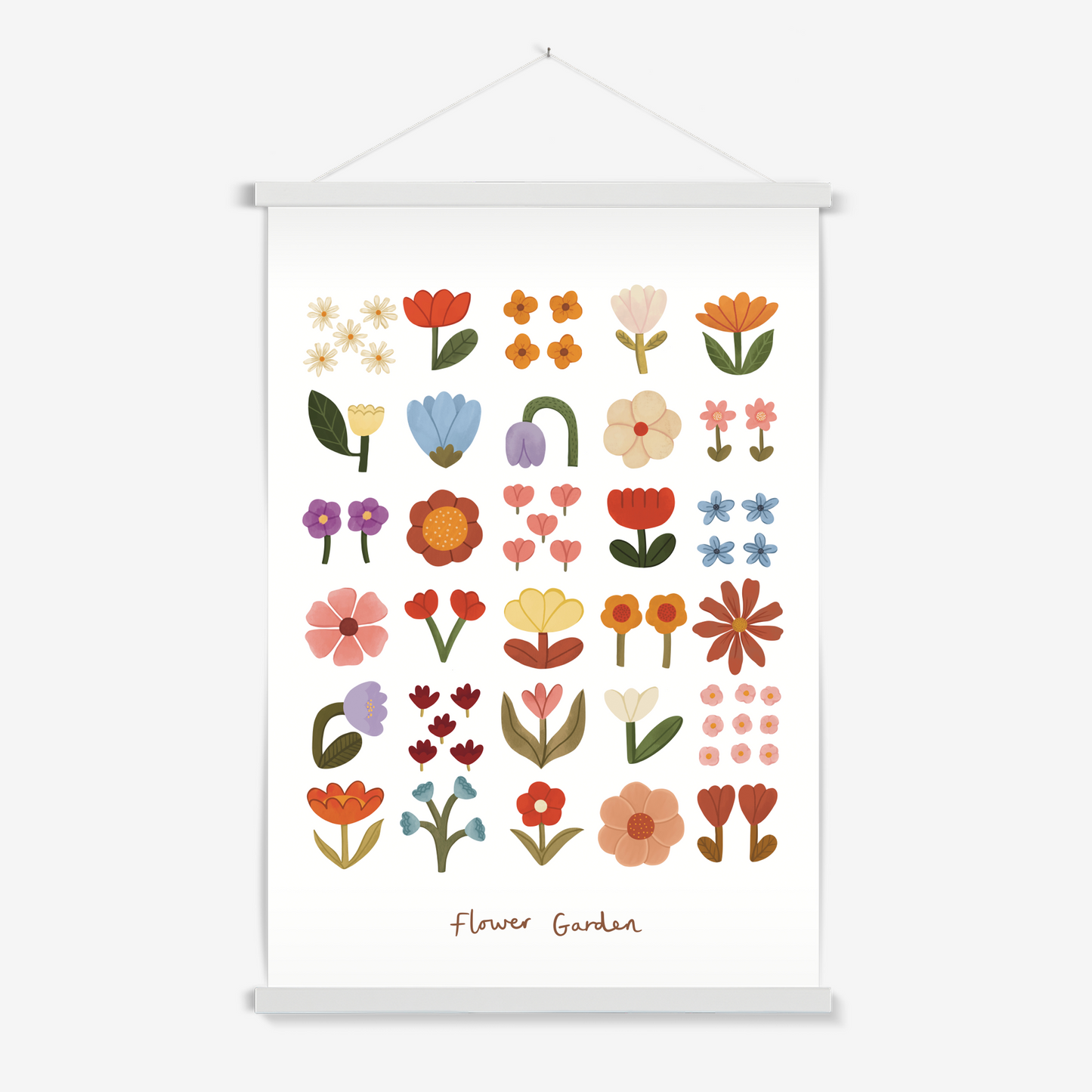Flower Garden in white / Print with Hanger