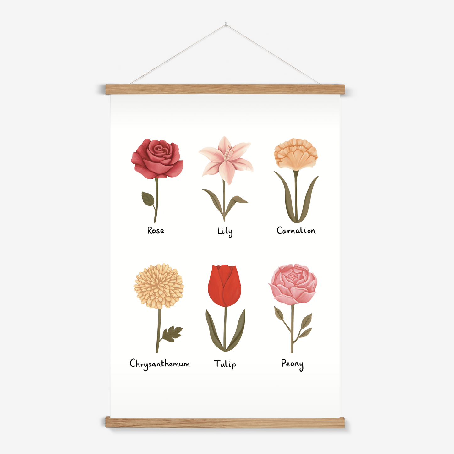 Flowers in white / Print with Hanger