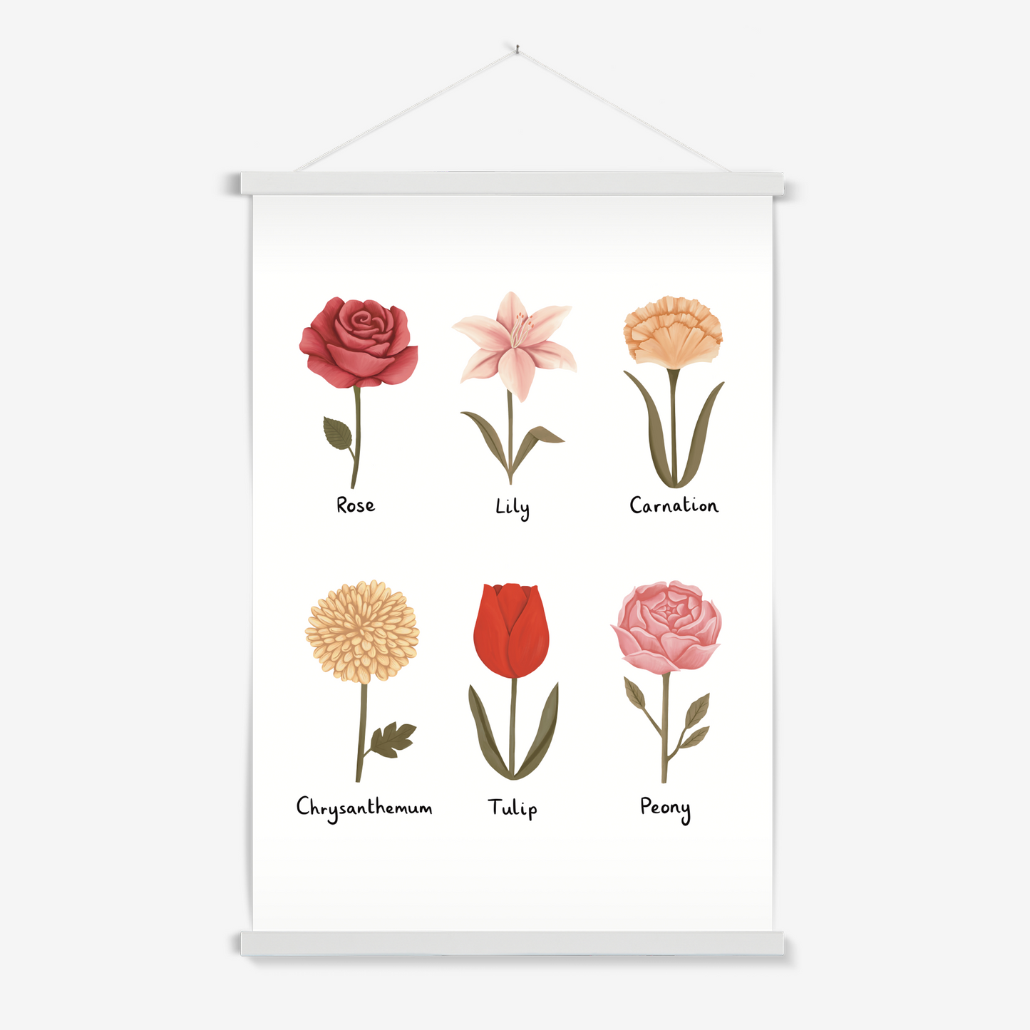 Flowers in white / Print with Hanger