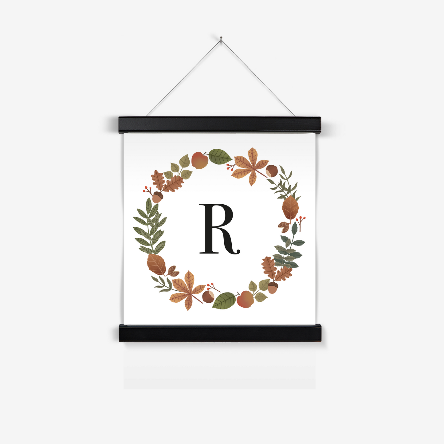Personalised Leaf Wreath in white / Print with Hanger