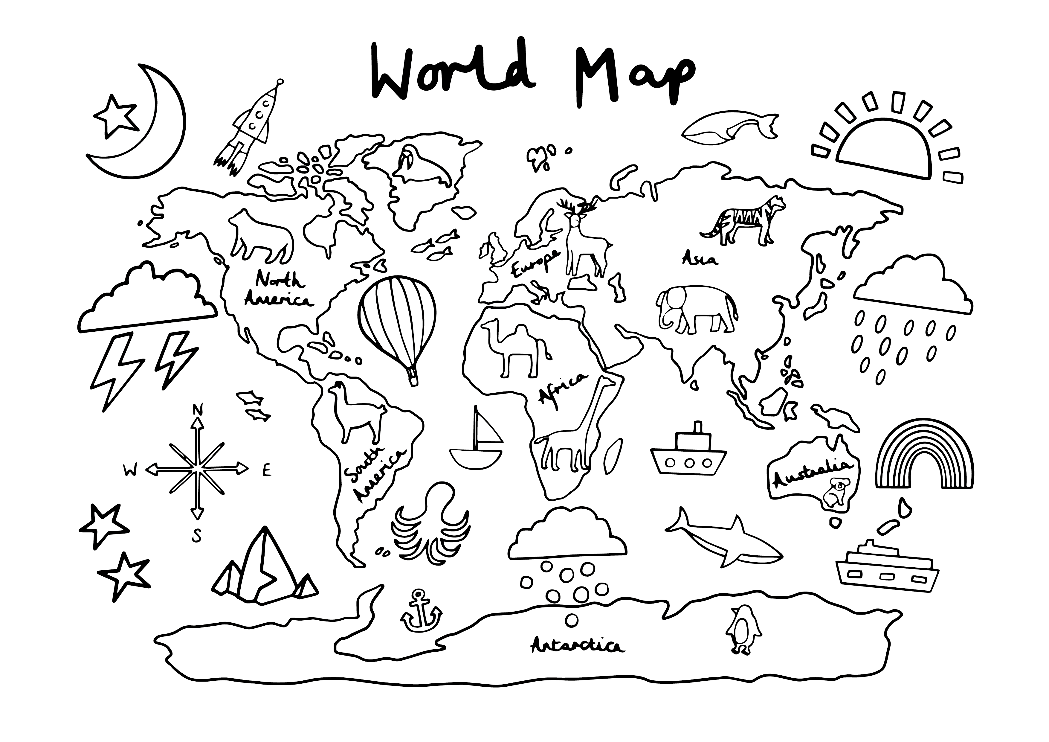 Worldmap Coloring Pages For Kids